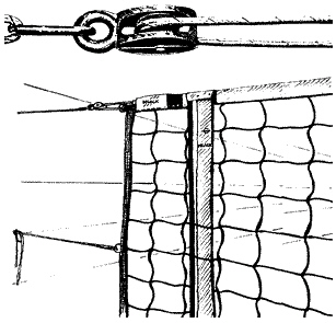 Volleyball - Turniernetz nach DVV - Prüfzeichen I, mit Umlenkrolle